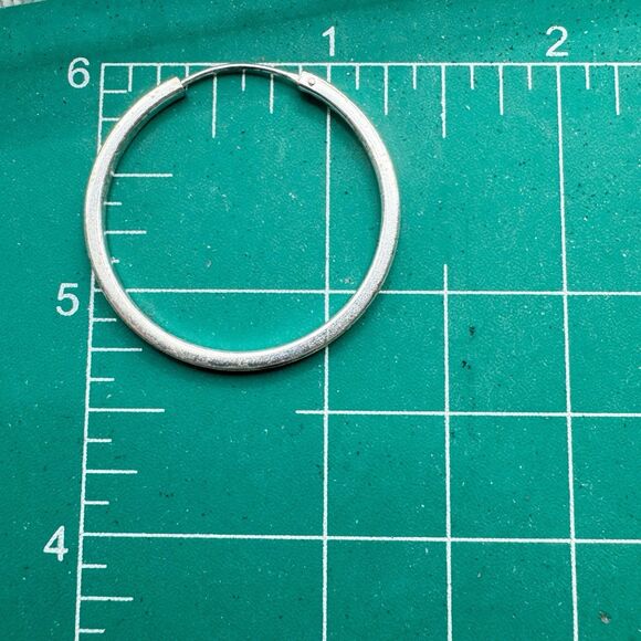 Sterling Silver Hoop Earrings MinimalSquare Lightweight Full Circle 1.25” - Picture 3 of 6